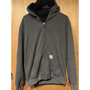 Carhartt Size Small Sherpa Lined Heavy Duty Full Zip Hoodie In Gray